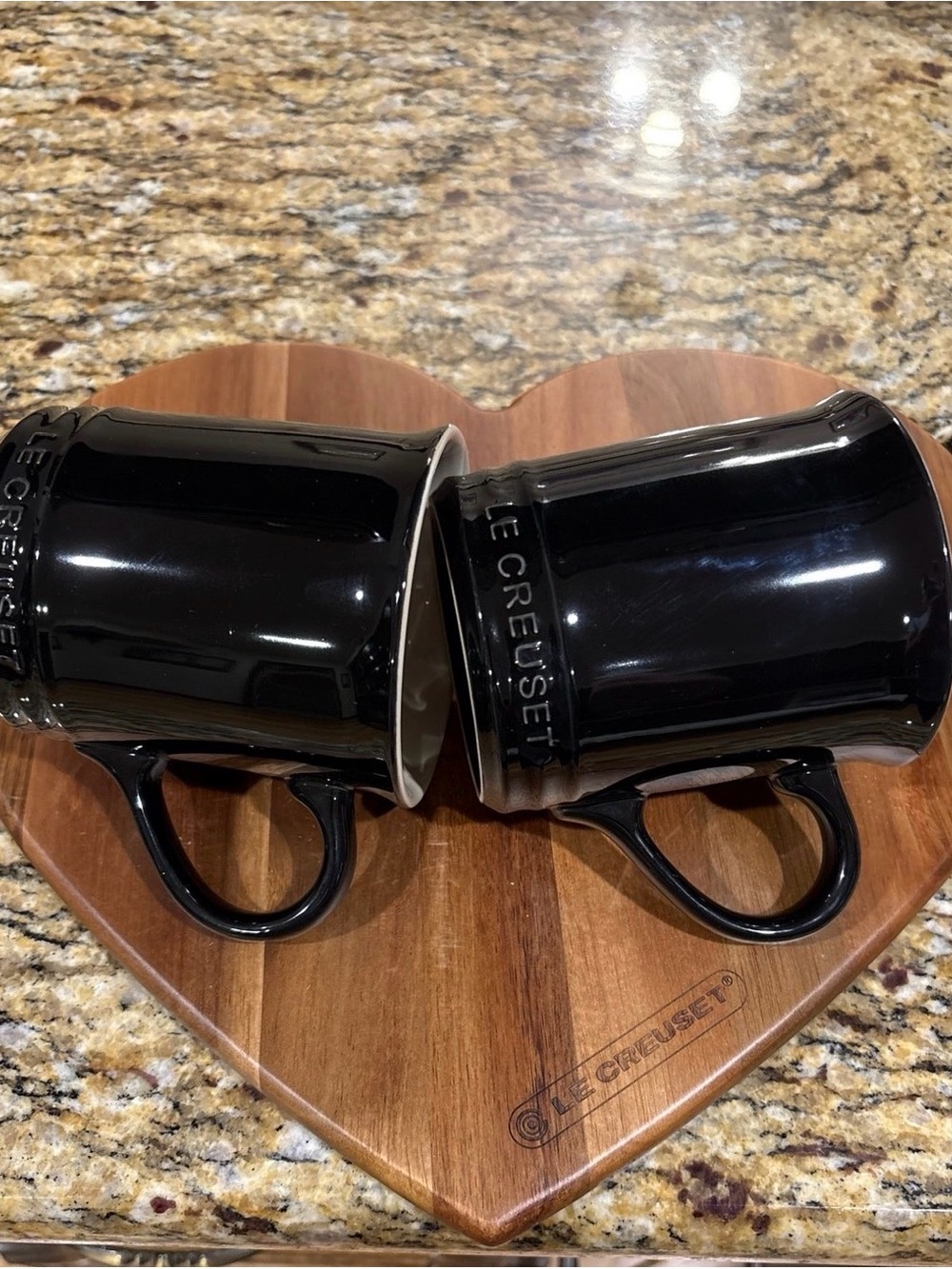 Le Creuset Glossy Black Stoneware 400ml Coffee Mugs - Pair